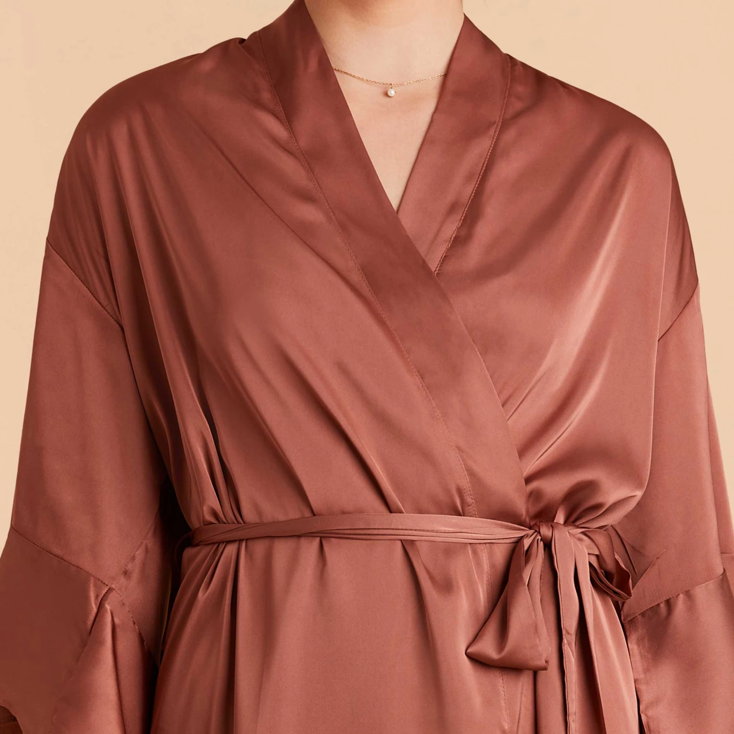 Kenny Ruffle Satin Robe - Desert Rose - Image 15