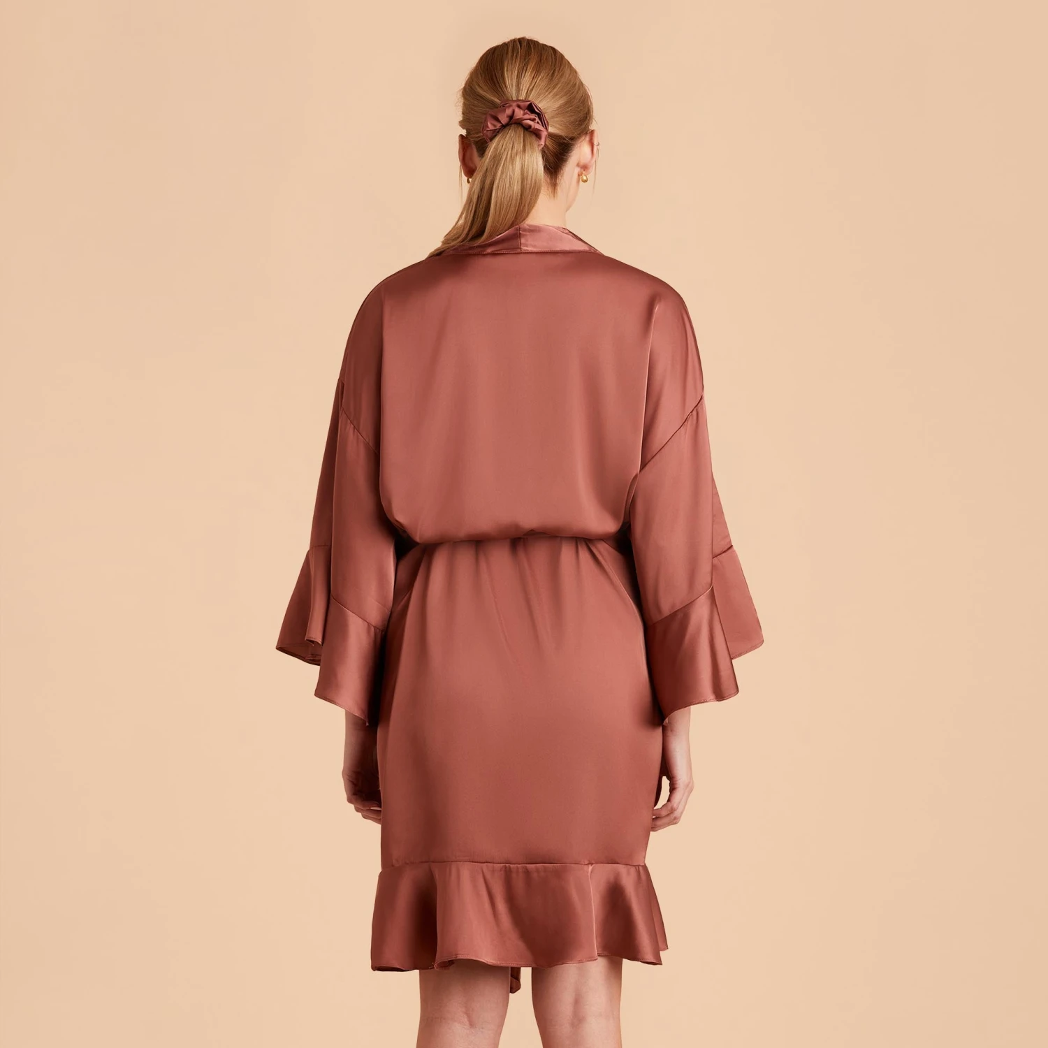 Kenny Ruffle Satin Robe - Desert Rose - Image 9