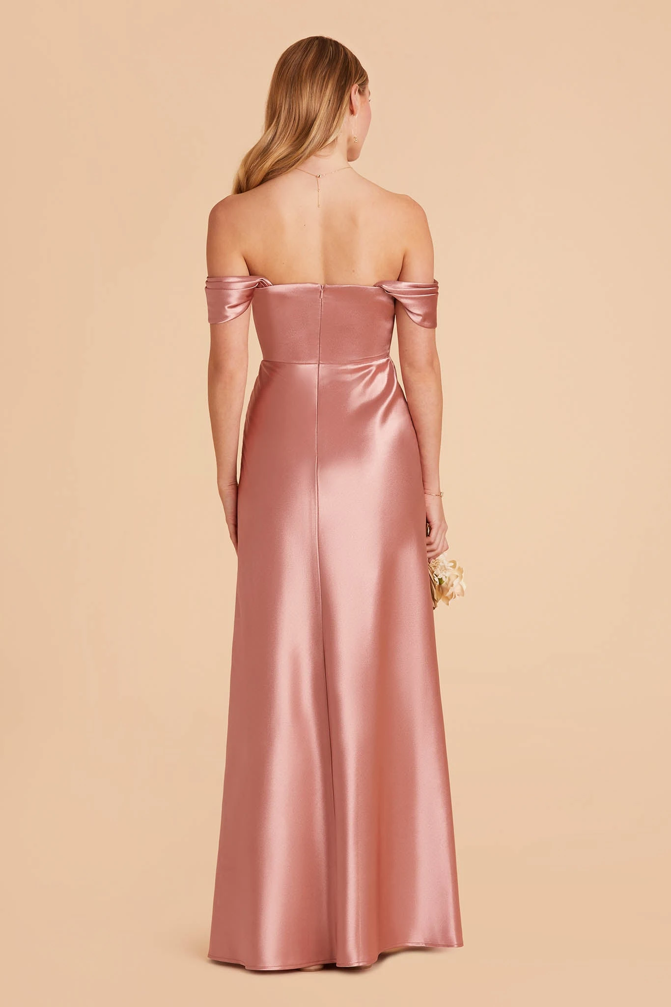 Mia Shiny Satin Convertible Dress - Desert Rose - Image 12