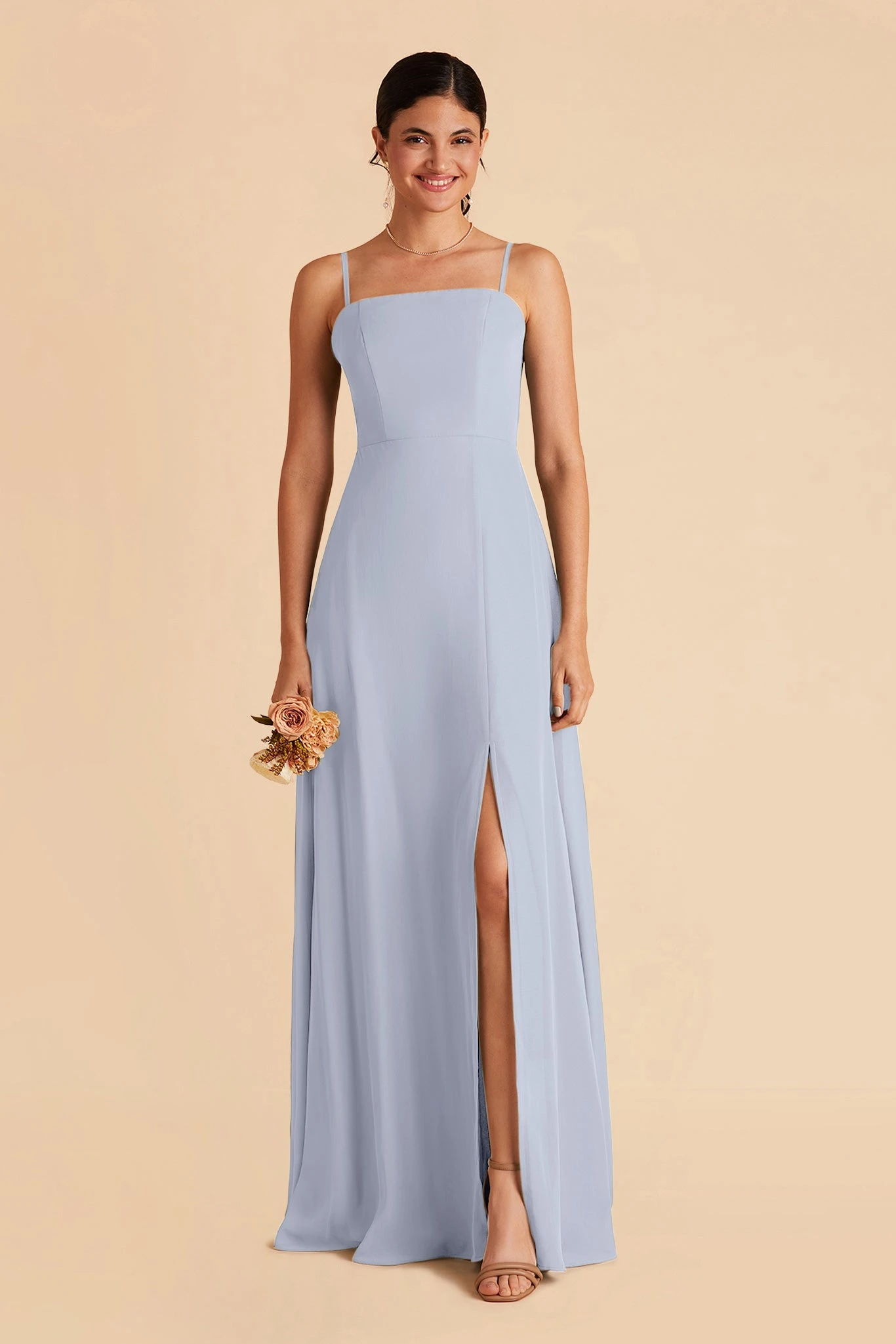 Chris Convertible Chiffon Dress - Dusty Blue - Image 3