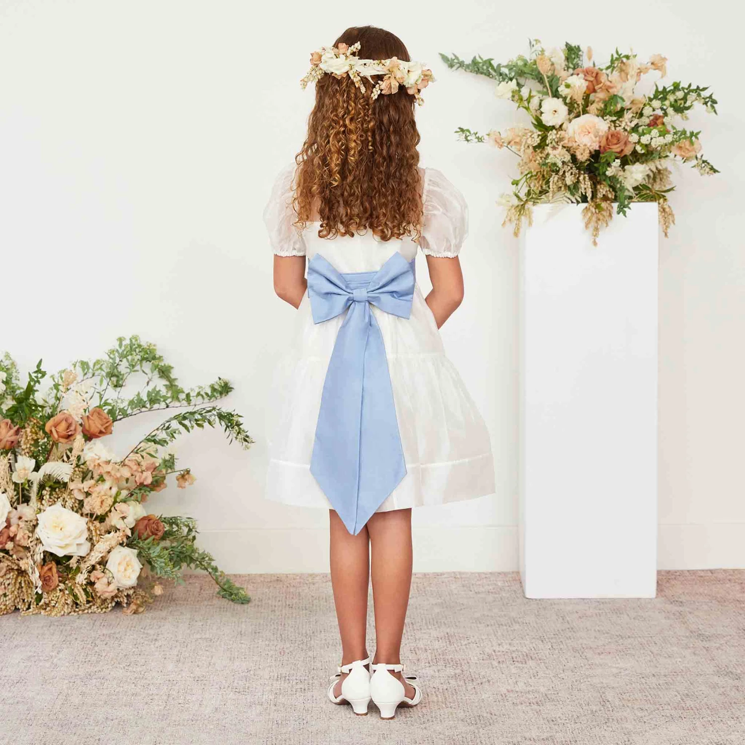 Liz Flower Girl Sash - Dusty Blue - Image 5