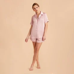 Jonny Satin Pajama Set - Dusty Pink