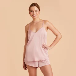 Olivia Satin Cami Top - Dusty Pink