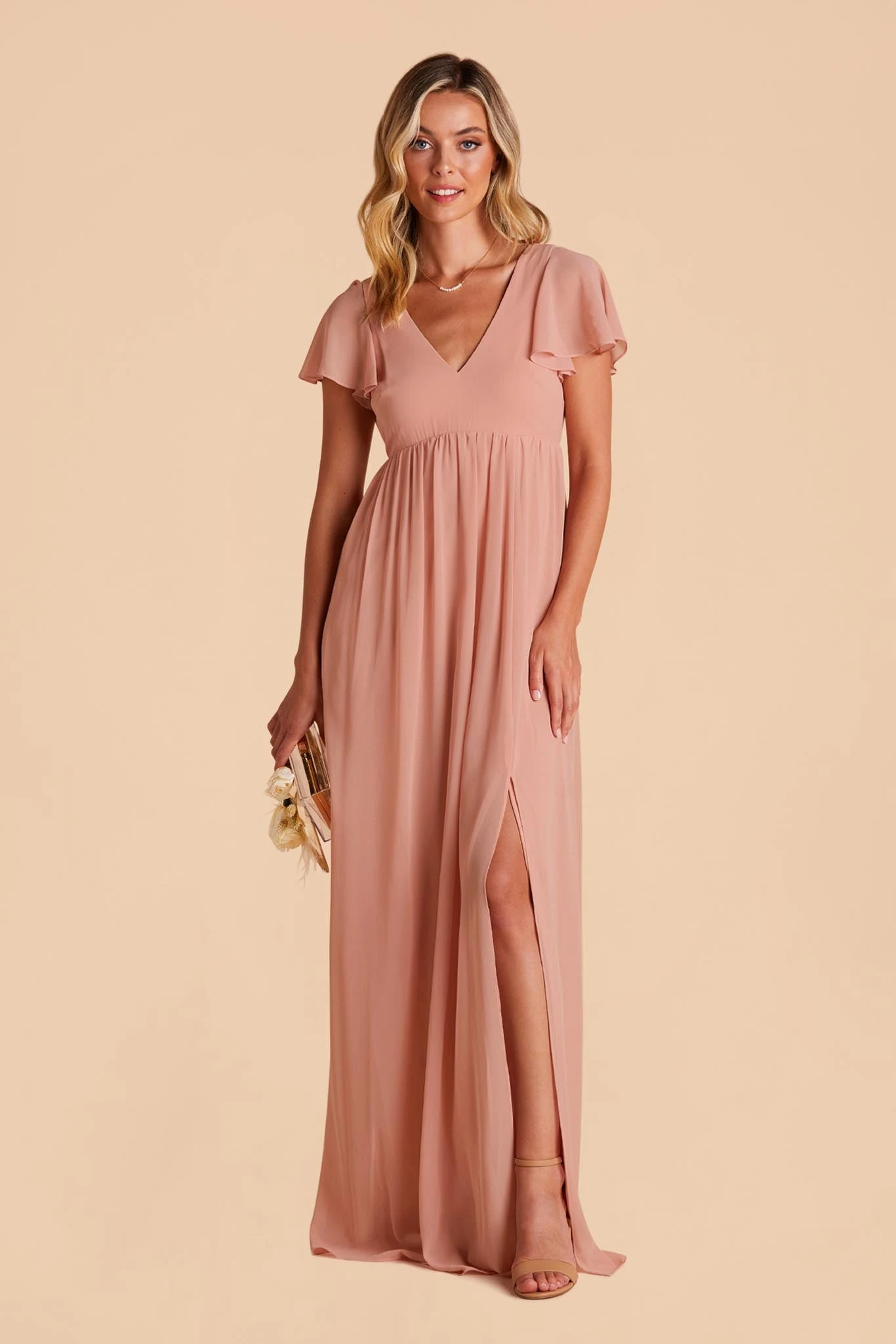 Hannah Empire Dress - Dusty Rose - Image 5