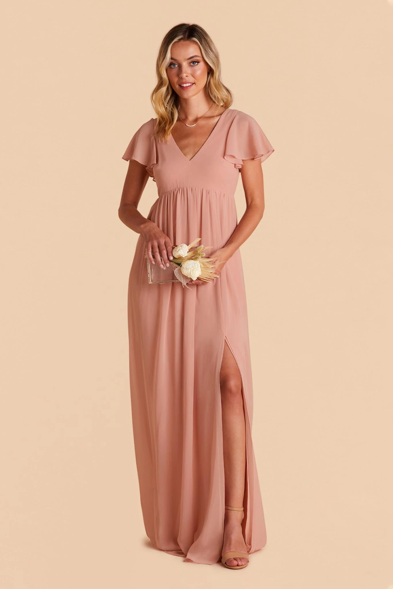 Hannah Empire Dress - Dusty Rose