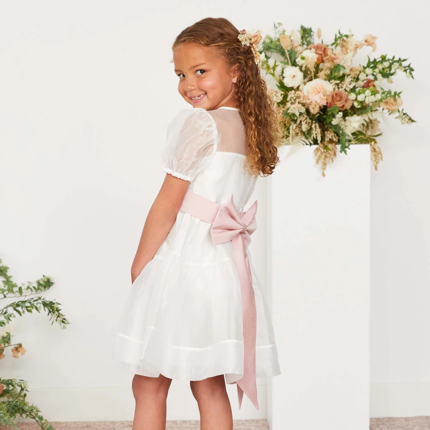 Liz Flower Girl Sash - Dusty Rose - Image 2