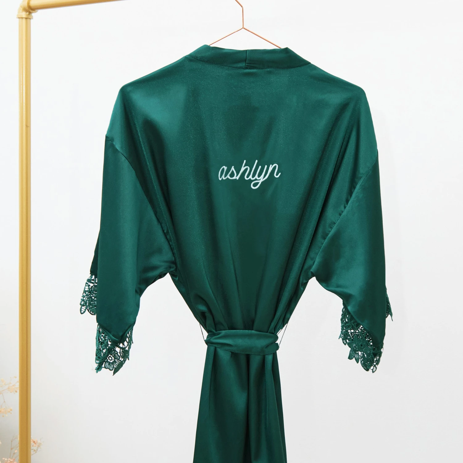 Claudine Lace Robe - Emerald - Image 10