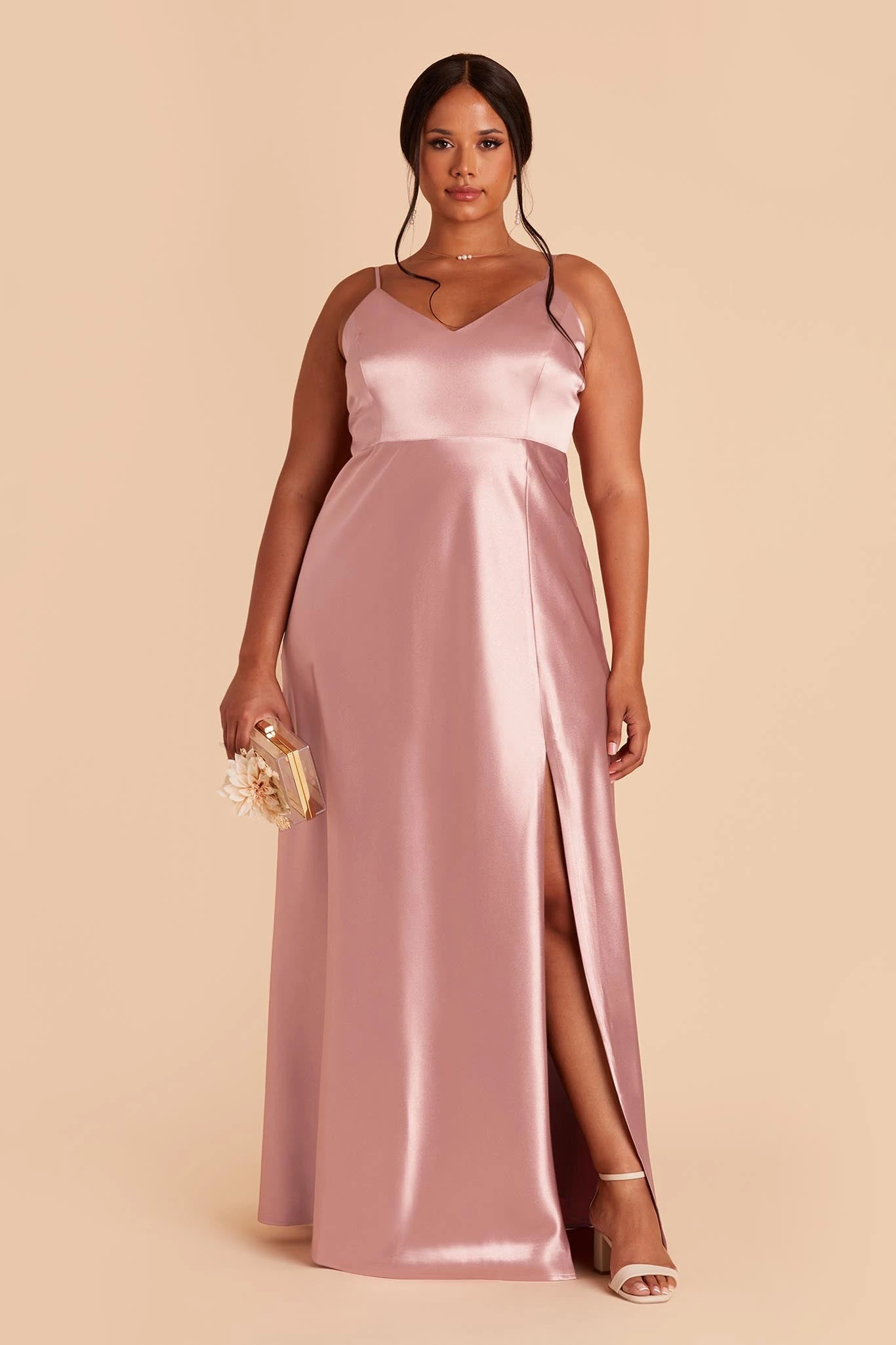 Jay Shiny Satin Dress - English Rose - Image 6