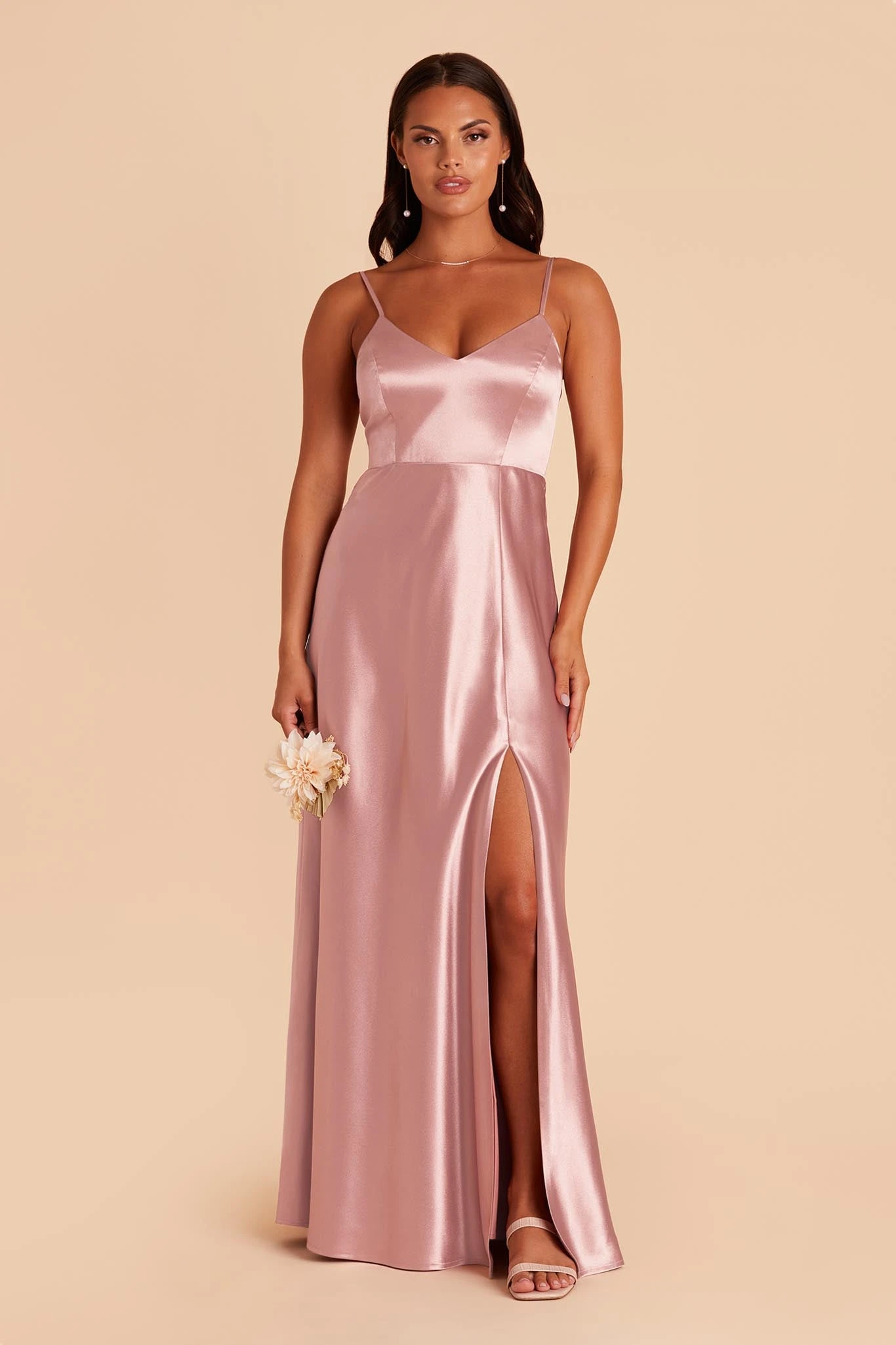 Jay Shiny Satin Dress - English Rose - Image 3
