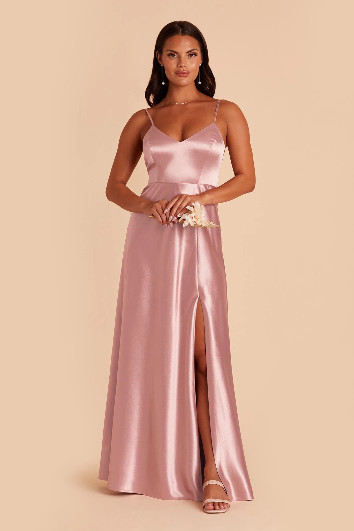 Jay Shiny Satin Dress - English Rose - Image 4