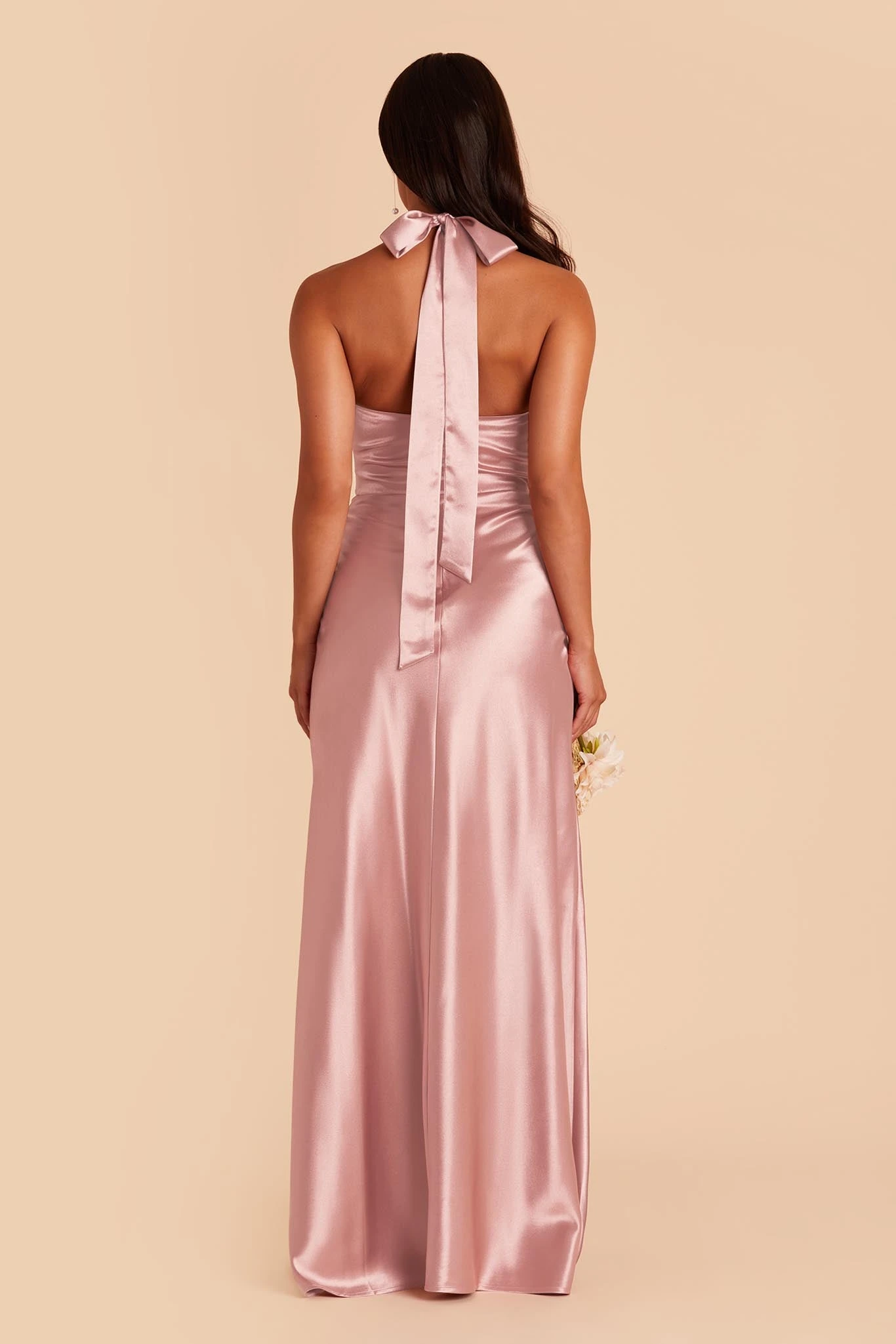 Monica Shiny Satin Dress - English Rose - Image 6