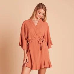 Kenny Ruffle Robe - Terracotta
