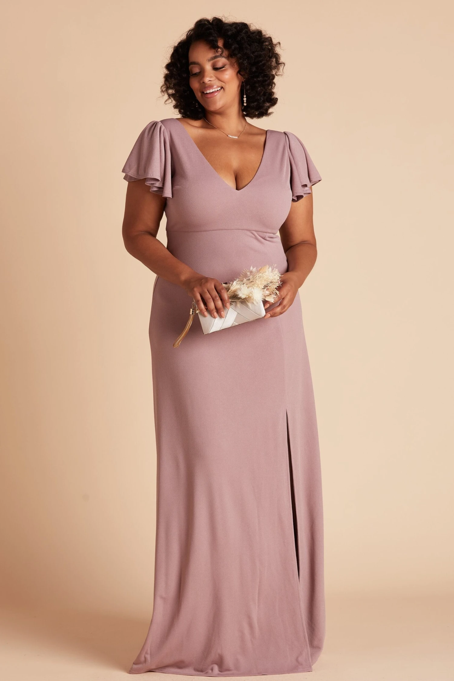 Hannah Crepe Dress - Dark Mauve - Image 3