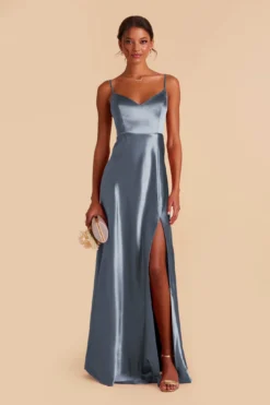 Jay Shiny Satin Dress - French Blue