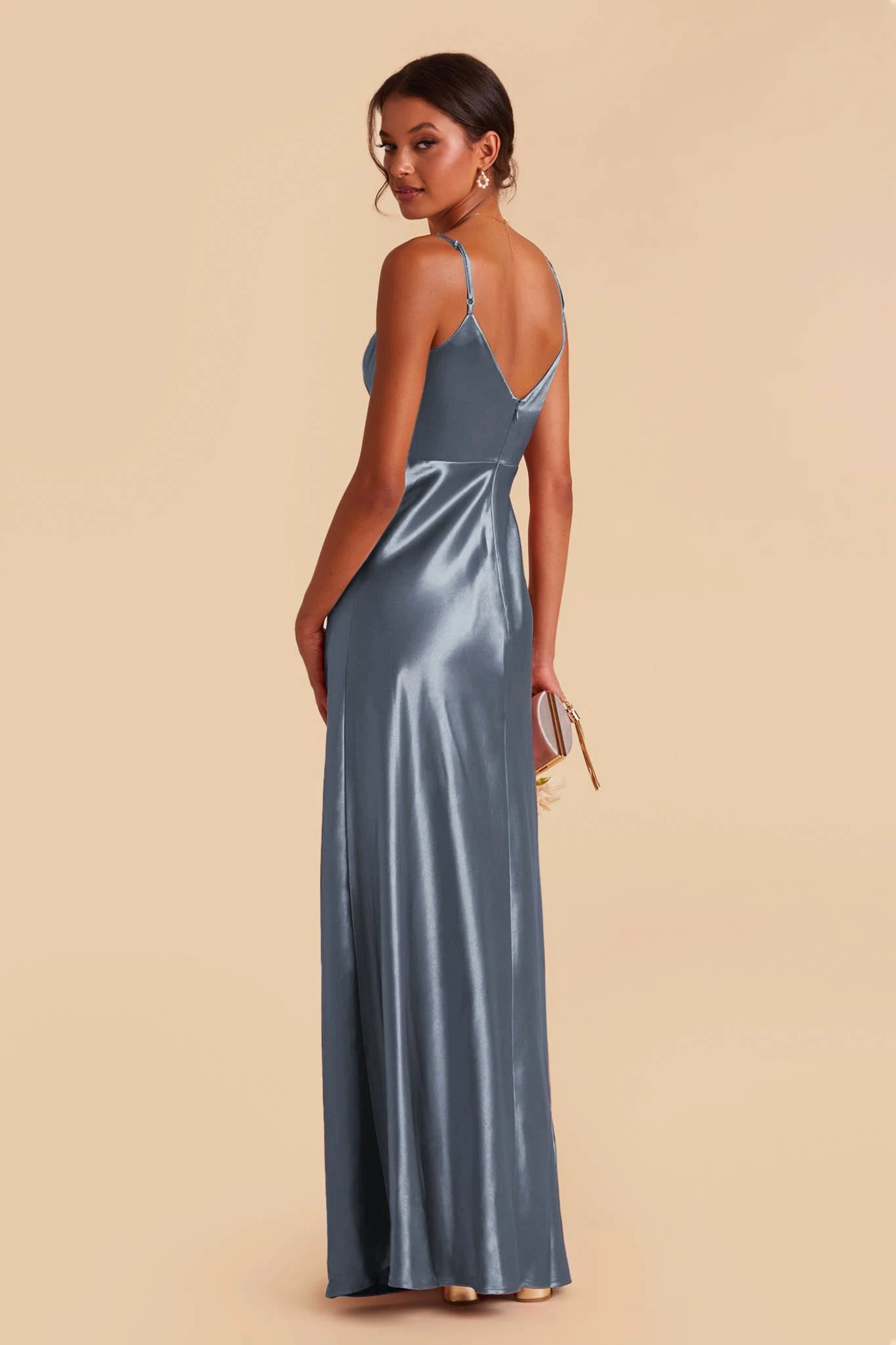 Jay Shiny Satin Dress - French Blue - Image 6