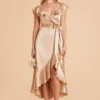James Shiny Satin Midi Dress - Gold