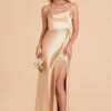 Mia Shiny Satin Convertible Dress - Gold