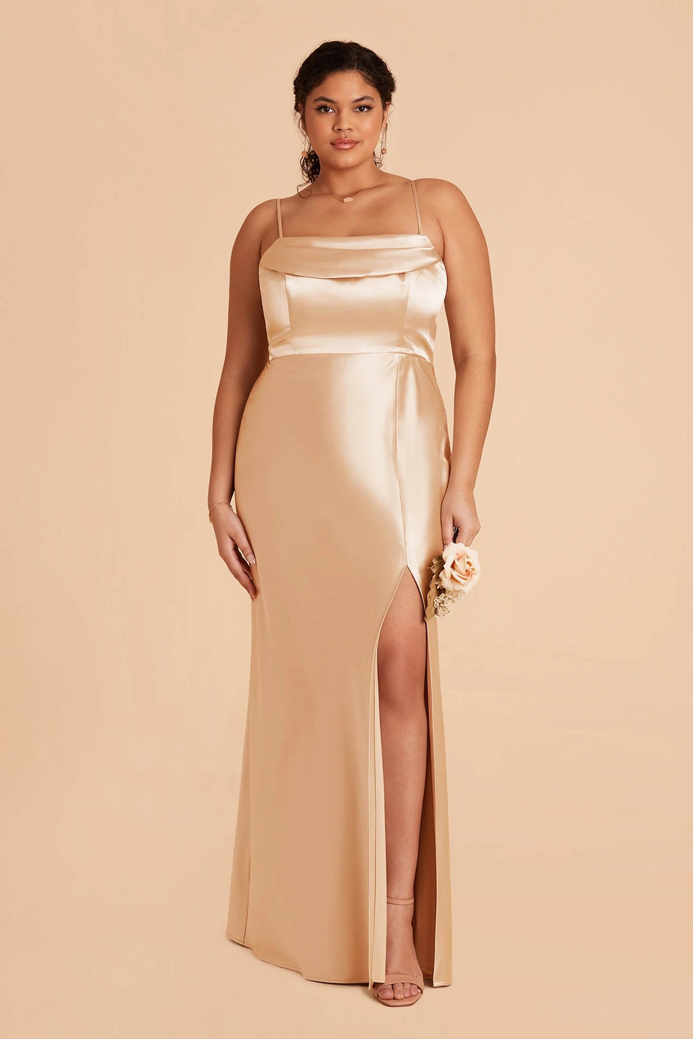 Mia Shiny Satin Convertible Dress - Gold - Image 10