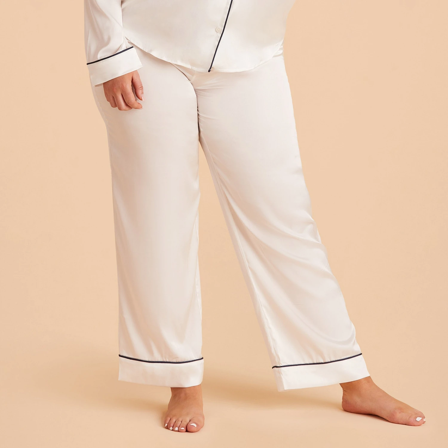 Jonny Satin Pajama Pants - Ivory - Image 11