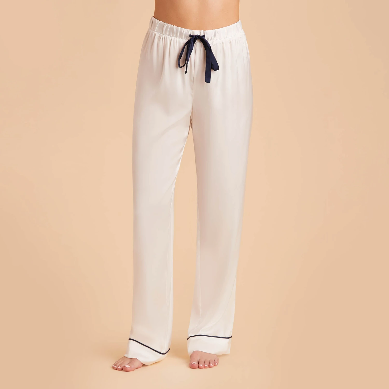Jonny Satin Pajama Pants - Ivory - Image 6
