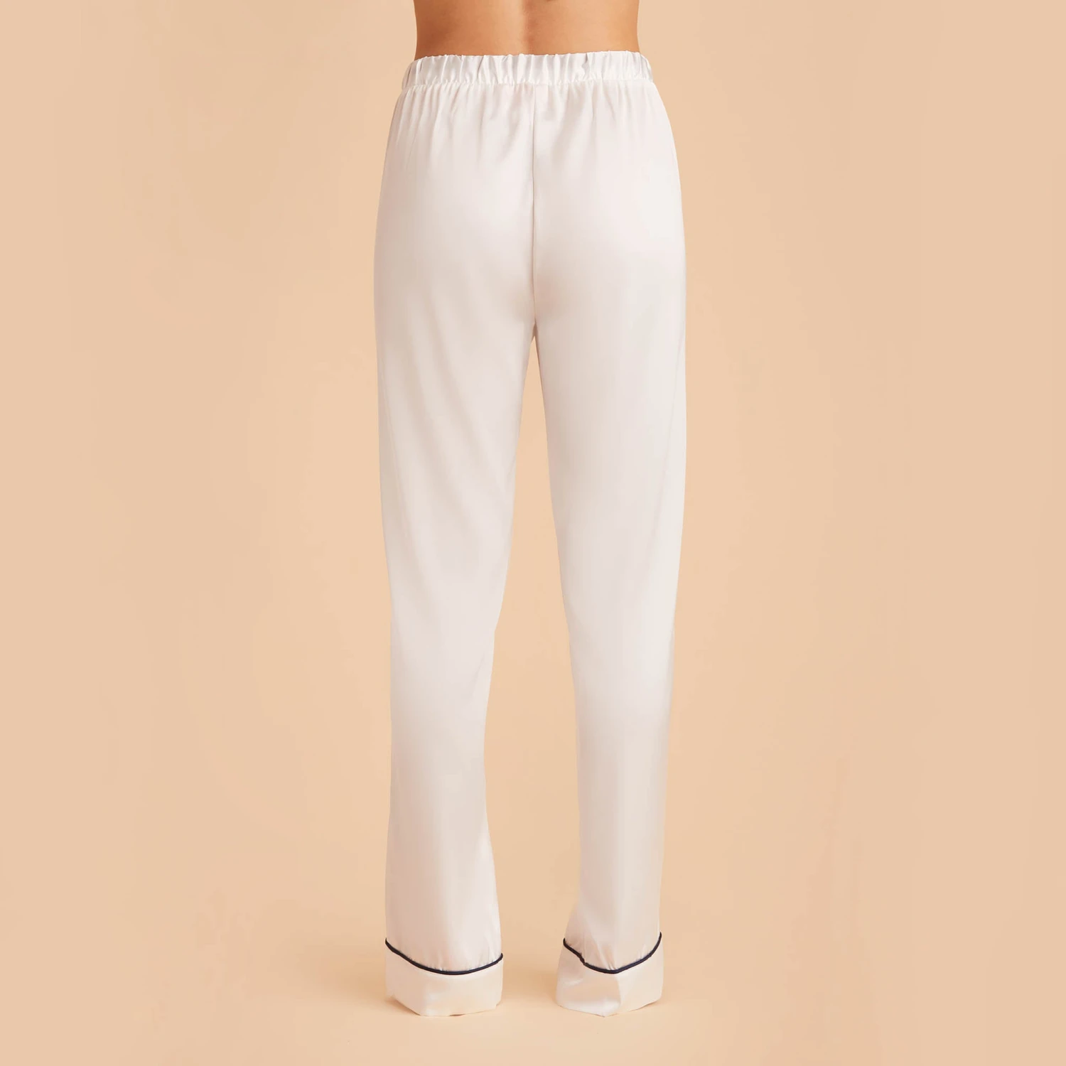 Jonny Satin Pajama Pants - Ivory - Image 4