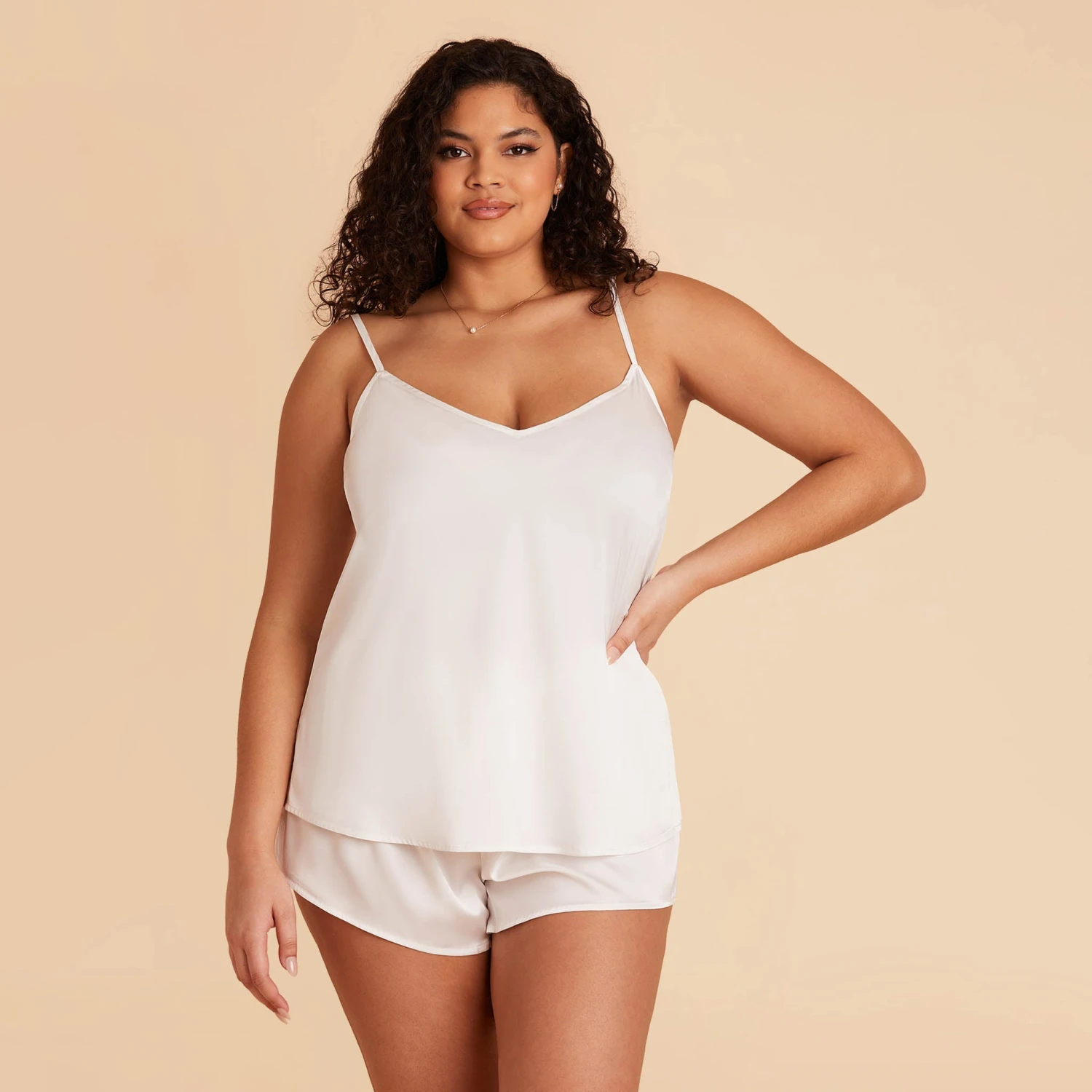 Olivia Satin Cami Top - Ivory - Image 2