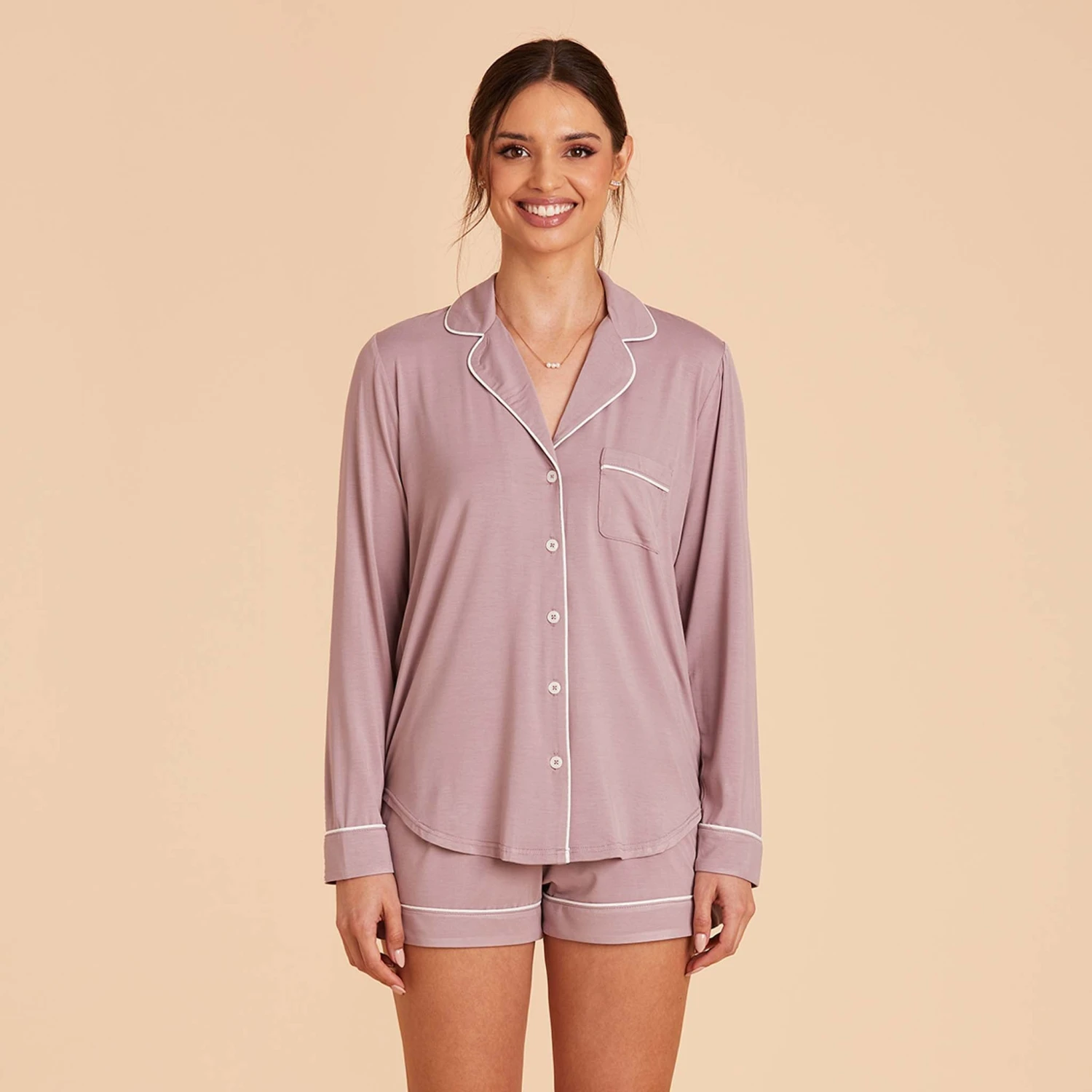 Jonny Long Sleeve Pajama Set - Mauve - Image 3