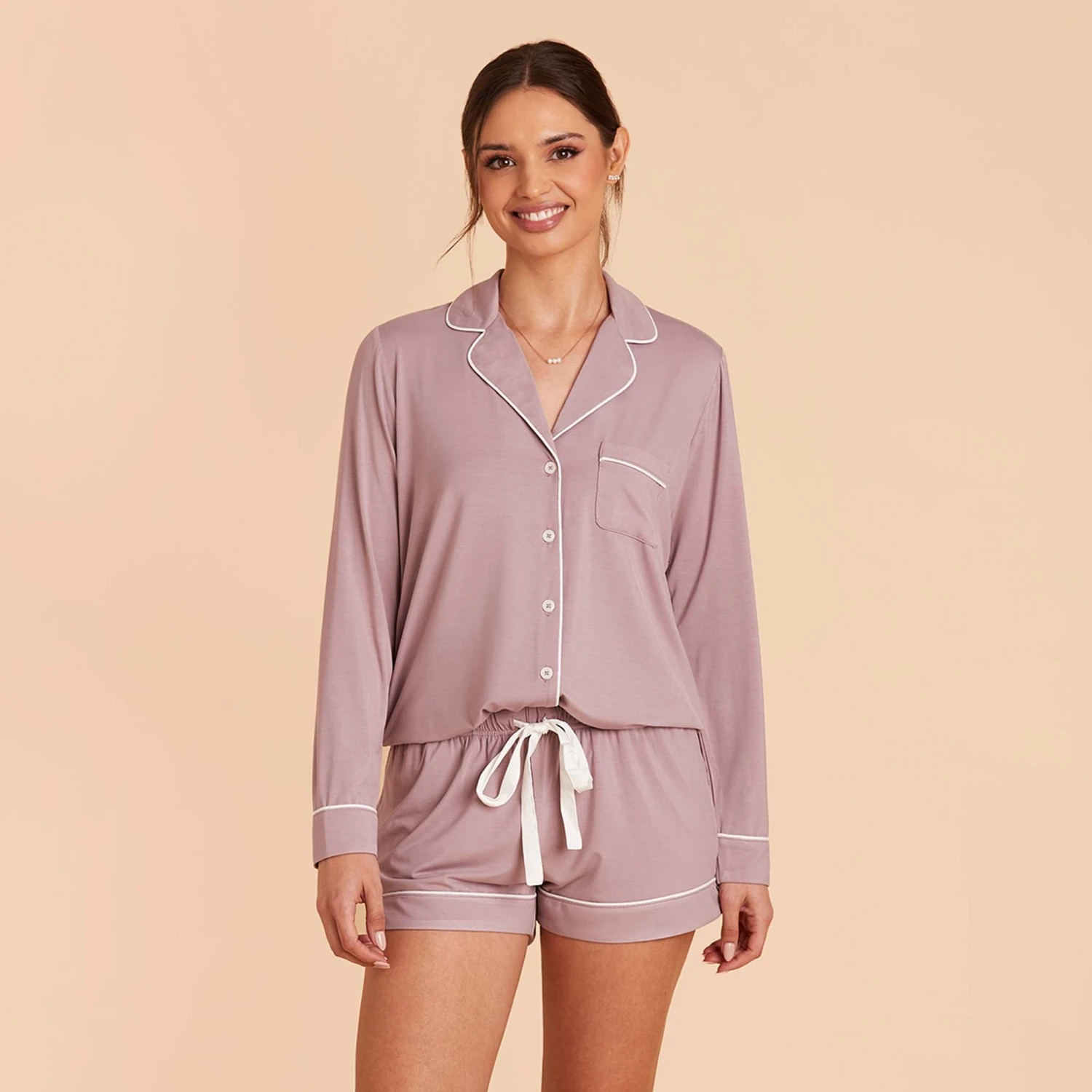 Jonny Long Sleeve Pajama Set - Mauve - Image 4