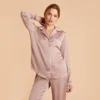 Jonny Satin Long Sleeve Pajama Top - Mauve Taupe
