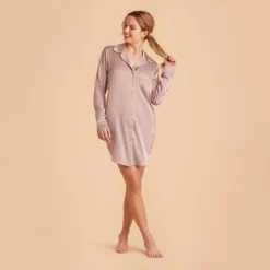 Kamryn Satin Sleepshirt - Mauve Taupe