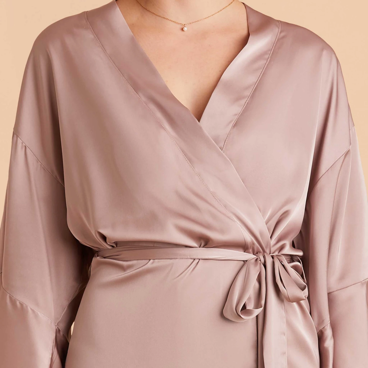 Kenny Ruffle Satin Robe - Mauve Taupe - Image 17
