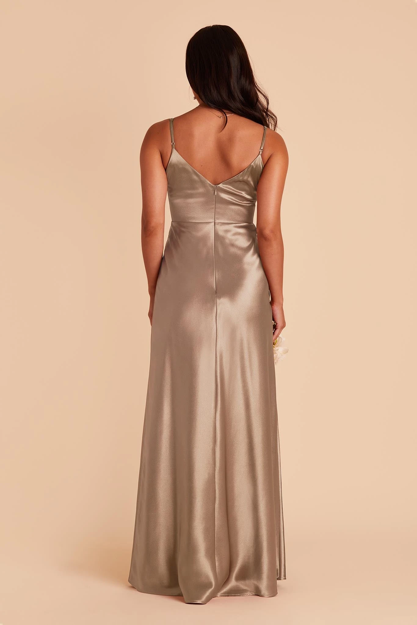Jay Shiny Satin Dress - Mocha - Image 8