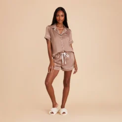 Jonny Satin Pajama Set - Mocha