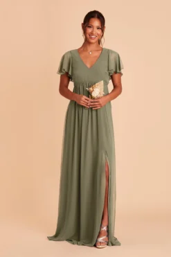 Hannah Empire Dress - Moss Green