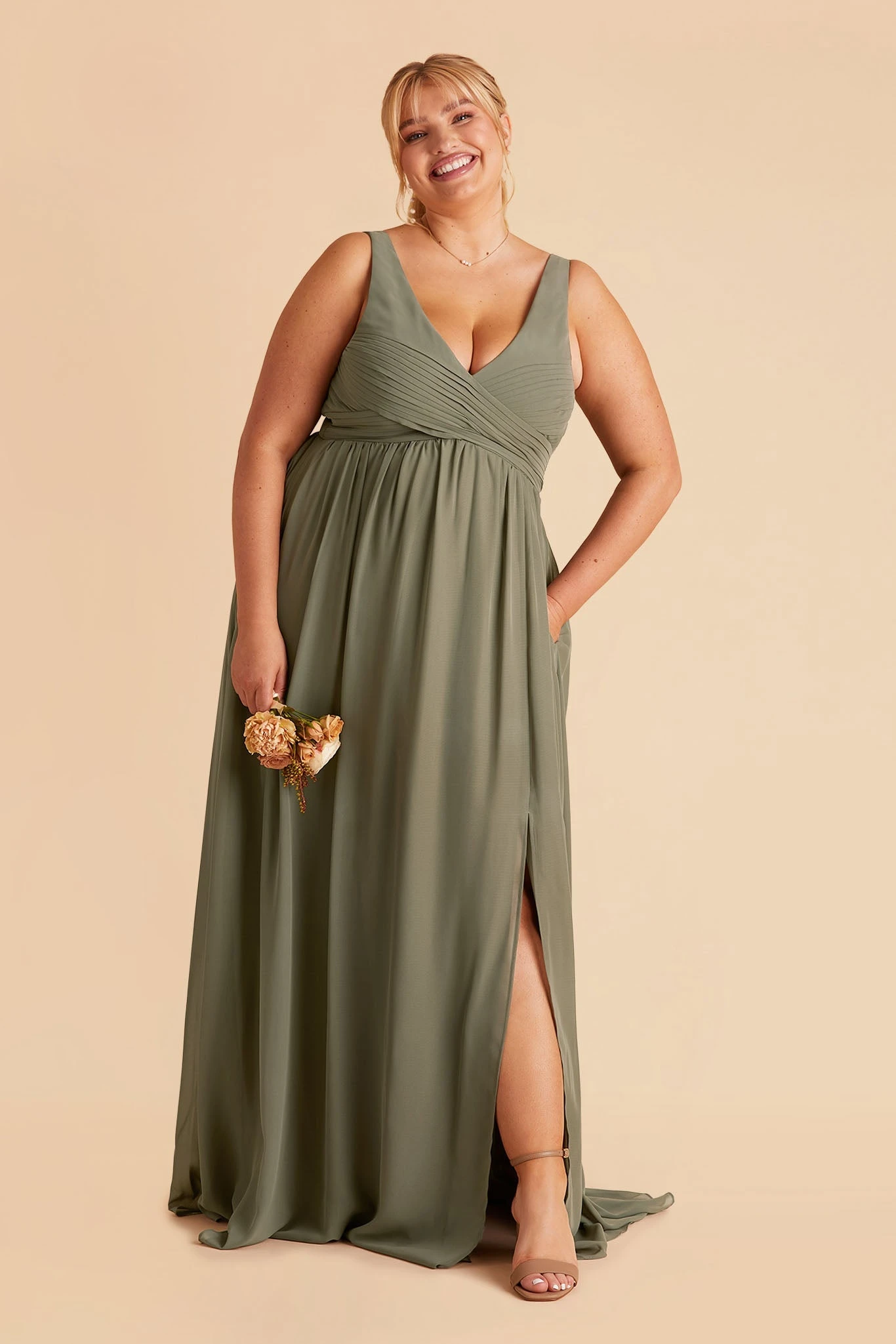 Laurie Empire Dress - Moss Green - Image 9