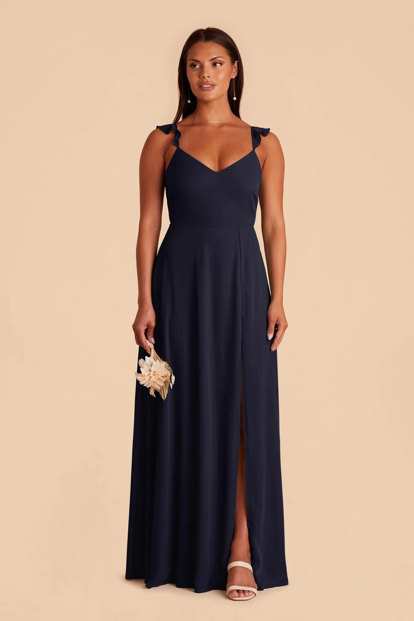 Doris Chiffon Dress - Navy