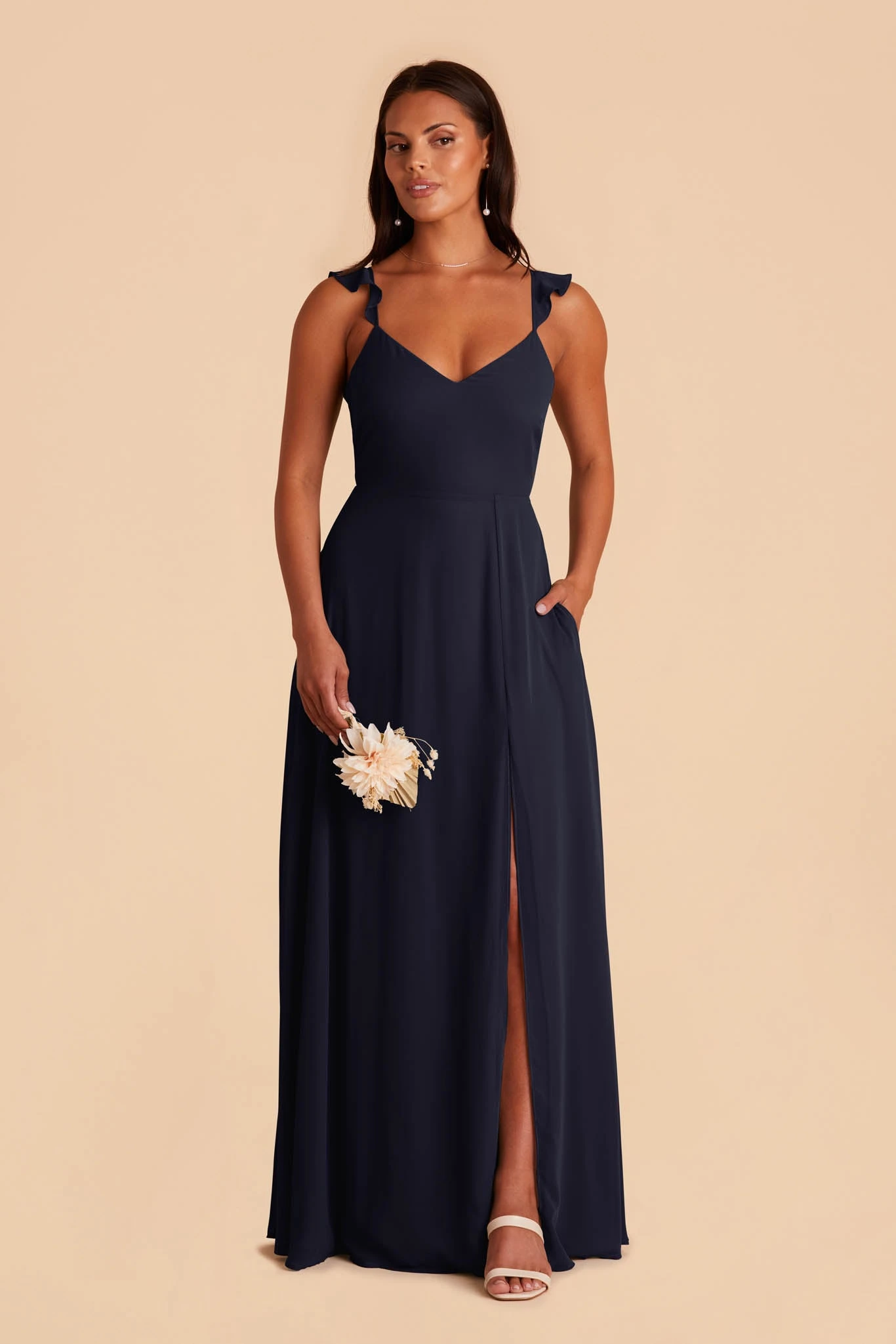 Doris Chiffon Dress - Navy - Image 4