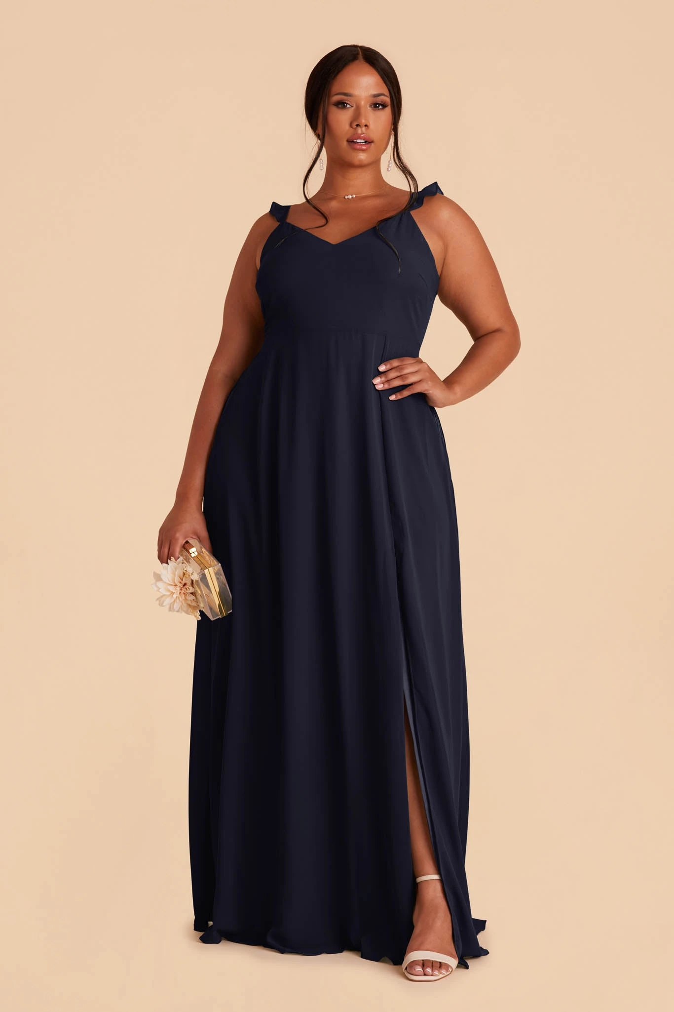 Doris Chiffon Dress - Navy - Image 6