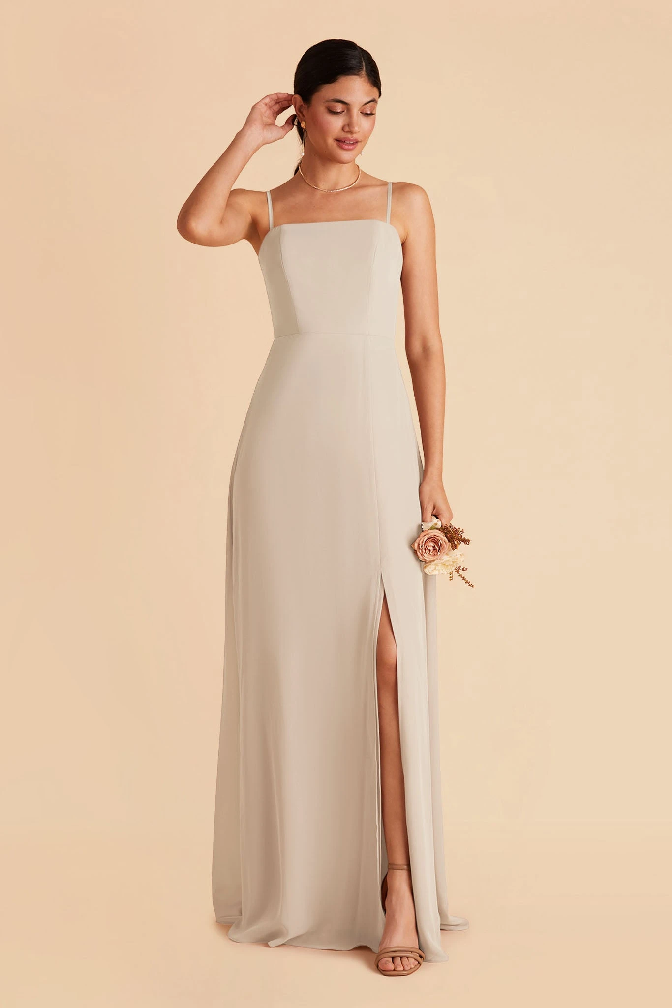 Chris Convertible Chiffon Dress - Neutral Champagne