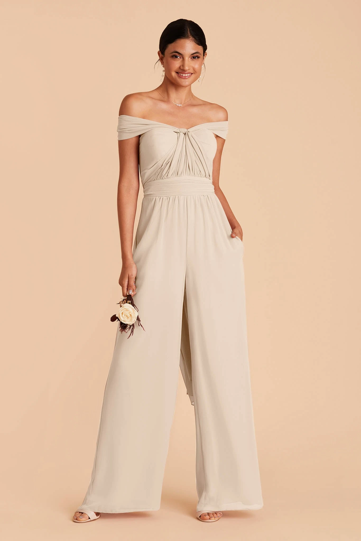 Gigi Convertible Jumpsuit - Neutral Champagne - Image 2