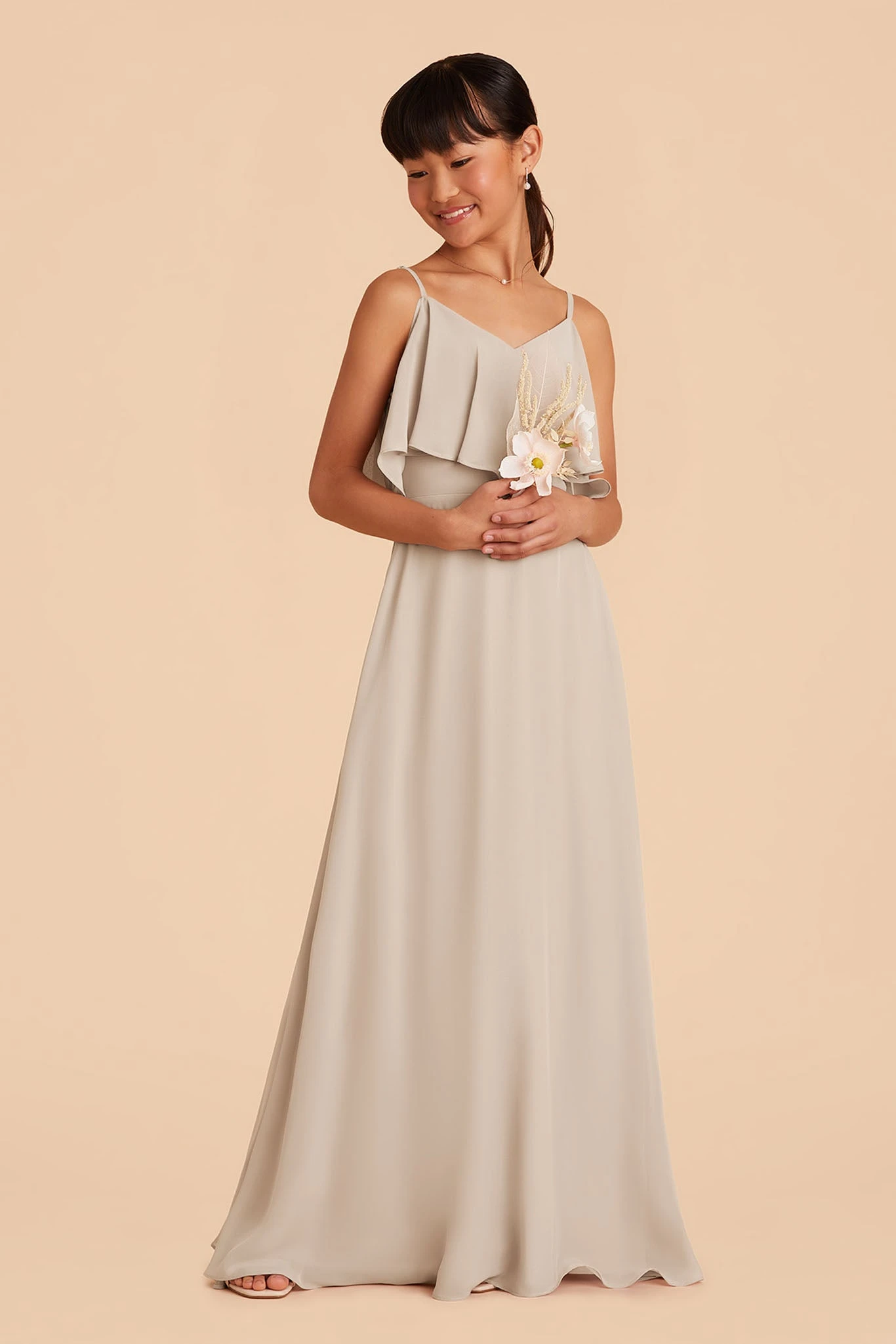 Janie Convertible Junior Dress - Neutral Champagne