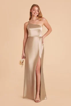 Kensie Shiny Satin Dress - Neutral Champagne