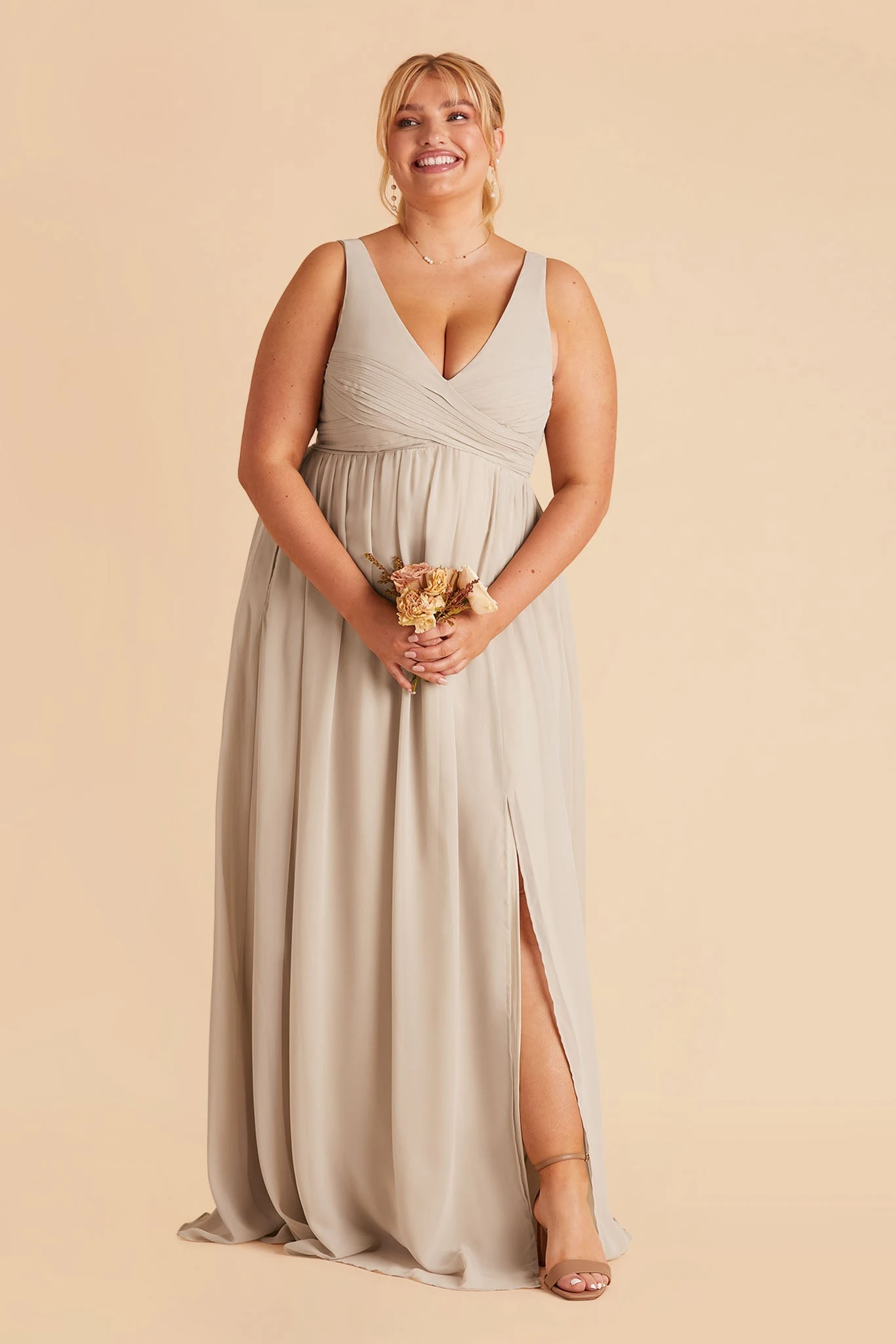 Laurie Empire Dress - Neutral Champagne - Image 7