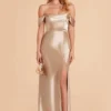 Mia Shiny Satin Convertible Dress - Neutral Champagne