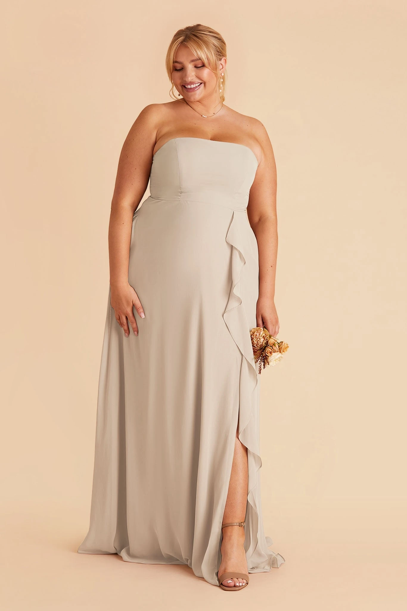 Winnie Convertible Chiffon Dress - Neutral Champagne - Image 2