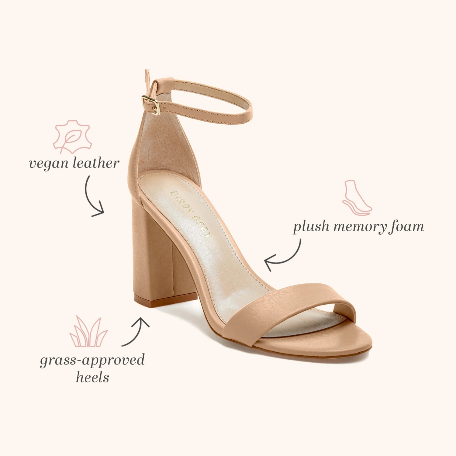 Mary High Chunky Heel - Nude Latte - Image 2