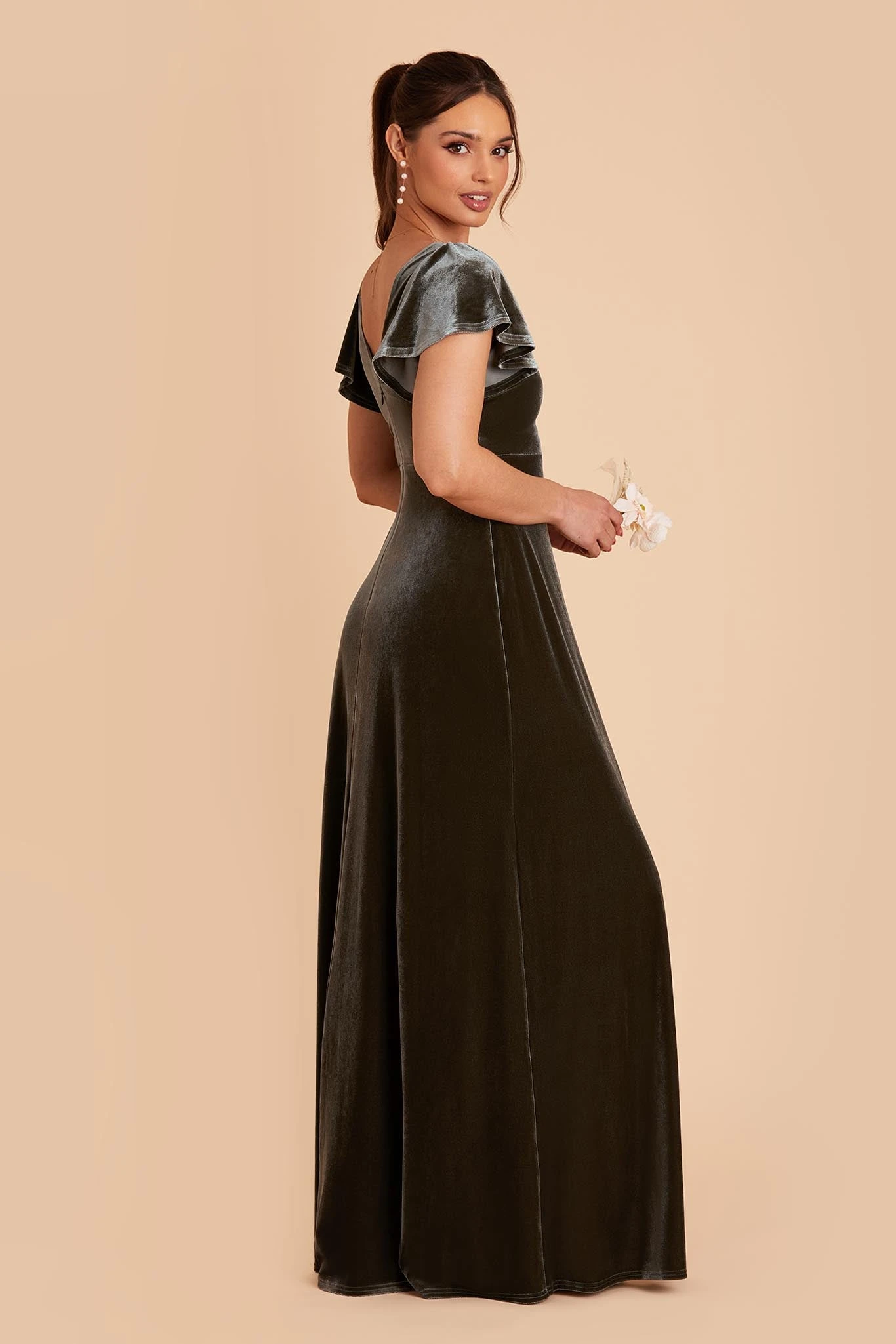 Hannah Velvet Dress - Olive - Image 6