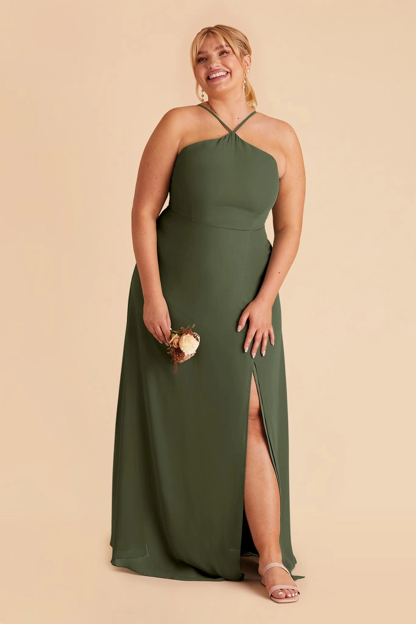 Juliet Chiffon Dress - Olive - Image 2