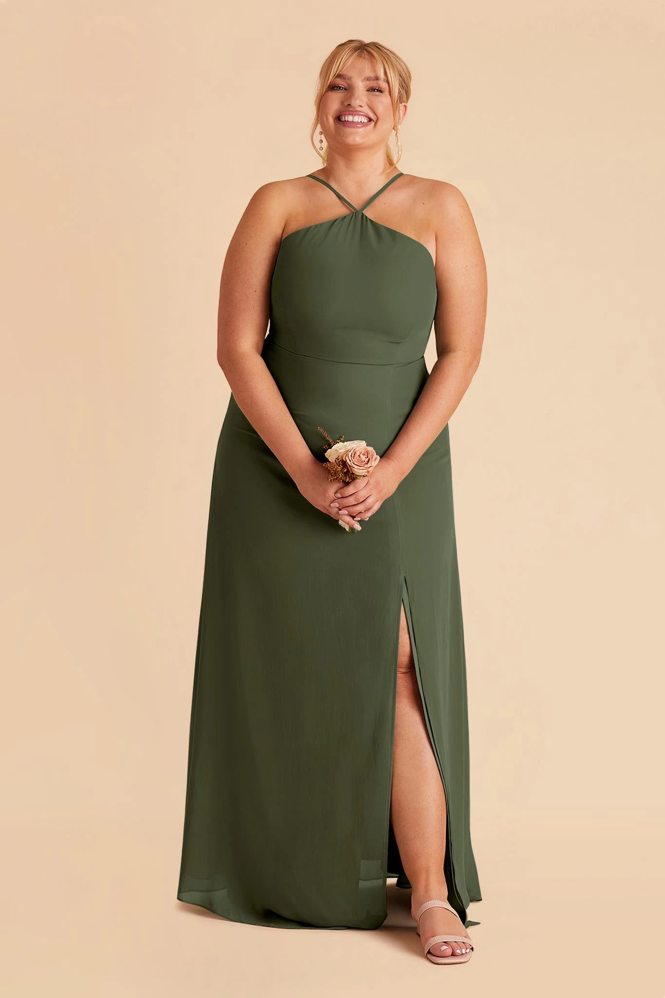 Juliet Chiffon Dress - Olive - Image 6
