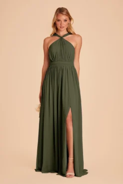 Kiko Chiffon Dress - Olive
